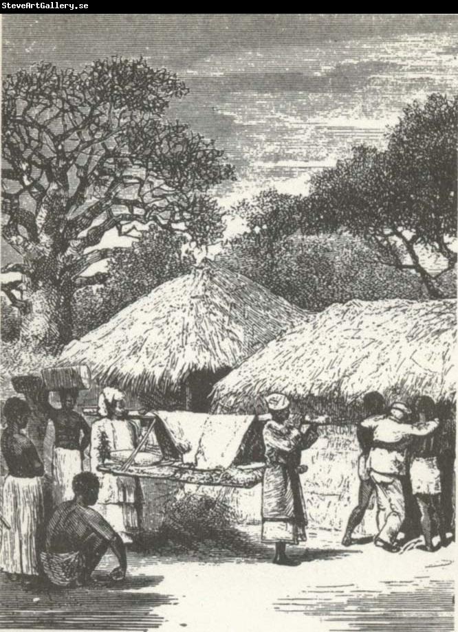 unknow artist Black ill and exhaust of one langt hart life atervande Livingstone to sits enkla home in Ilala in April 1873.